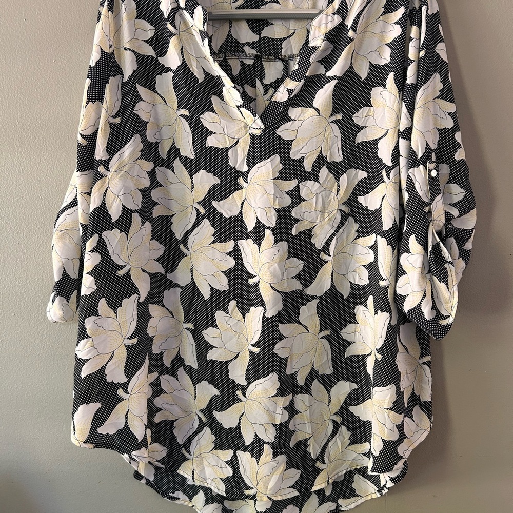 Floral Black and White Women's Top